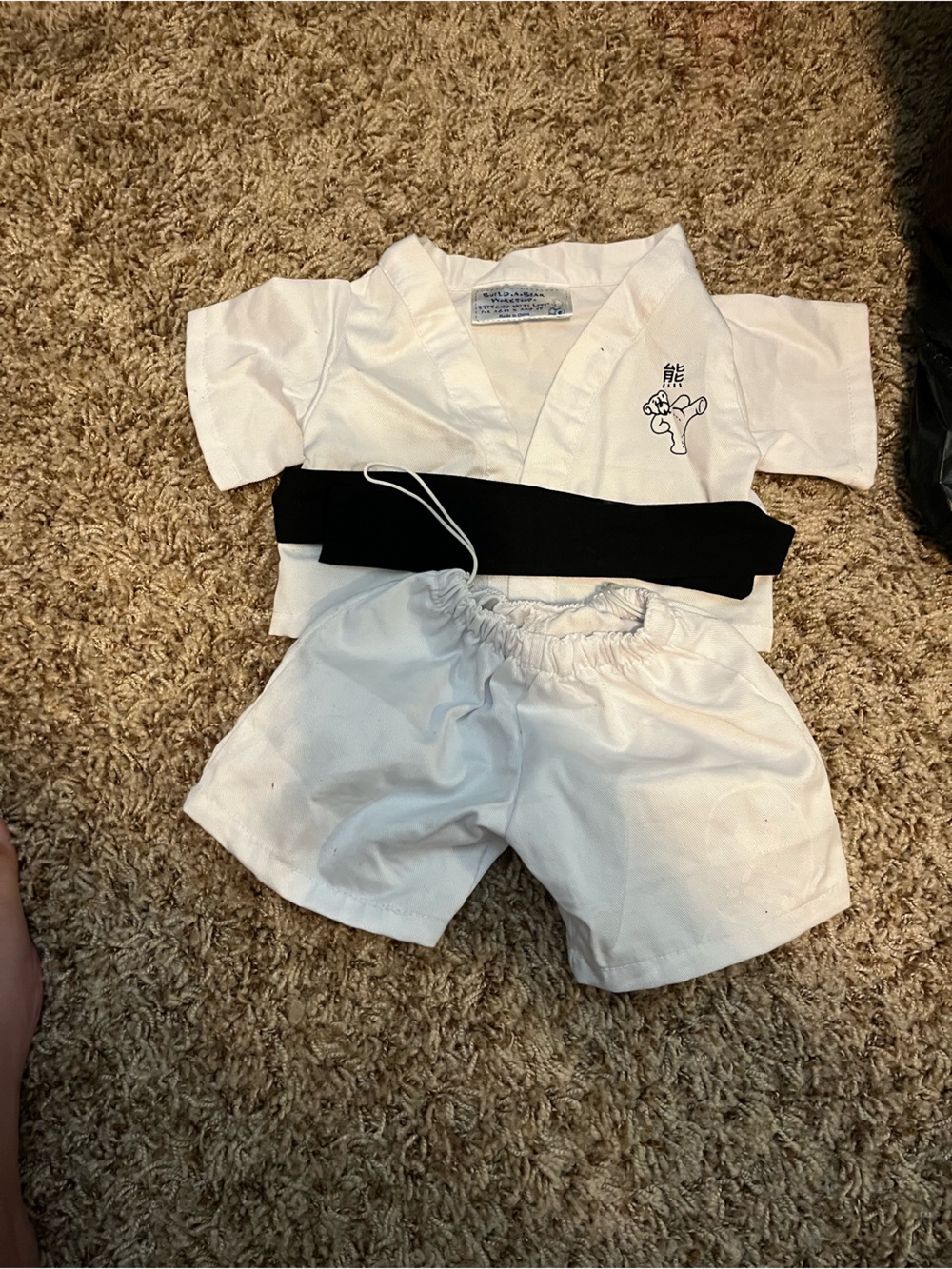 Build-A-Bear White Martial Arts Outfit with Black Belt